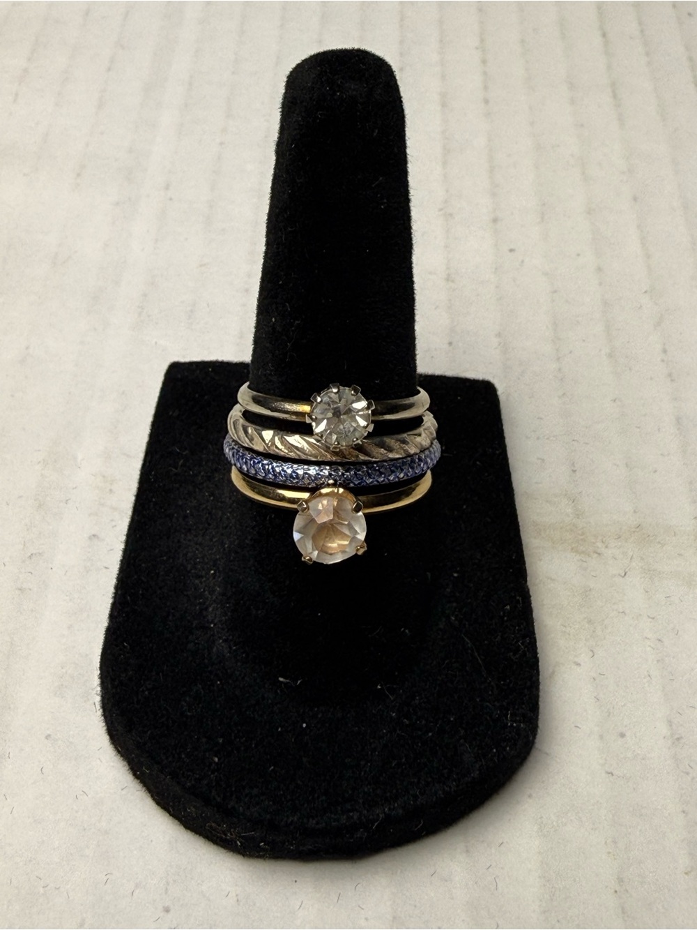 Vintage Lot Of Fashion Rings Various Sizes Metals Styles Cubic Zirconia